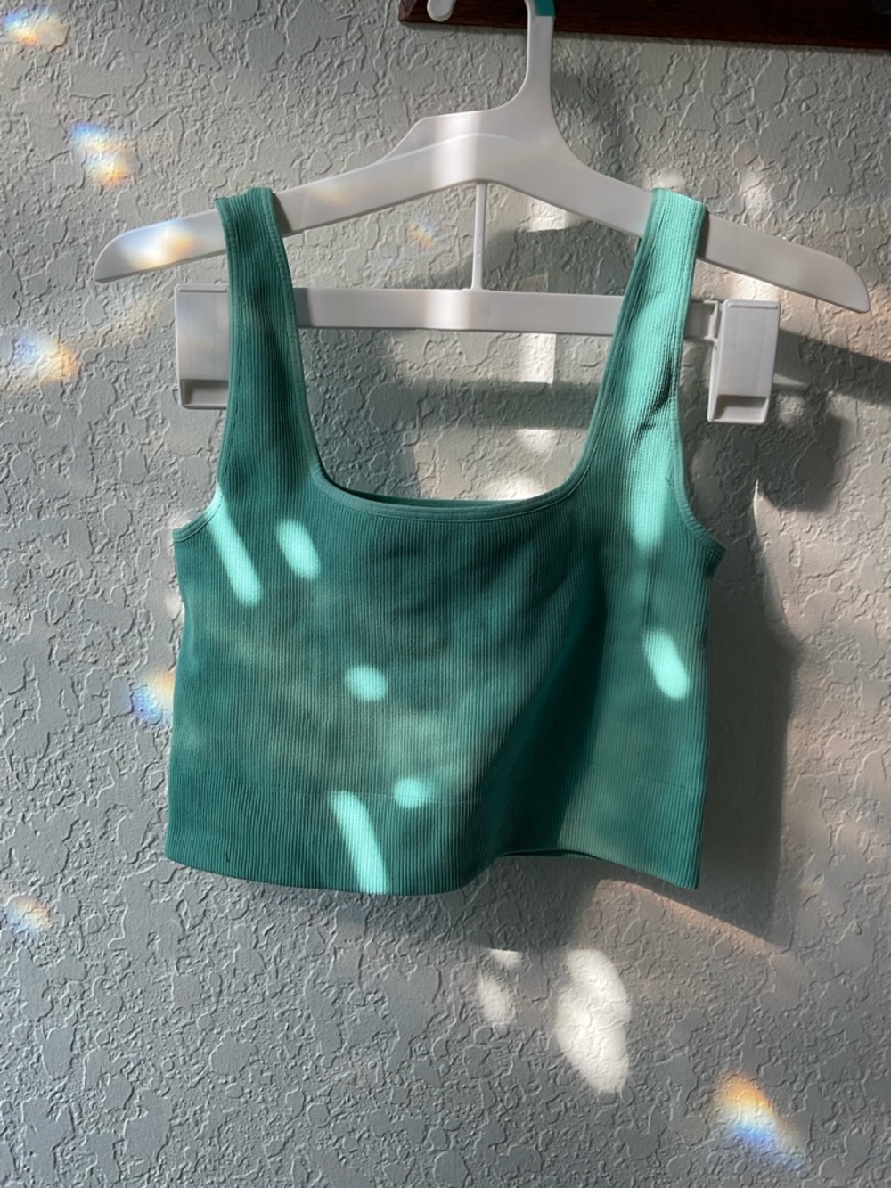 Sleeveless Ribbed Tank Top - Teal Green